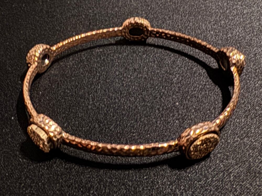 Bronze Milor Italy Druzy Rose Gold Bangle Bracelet 8.25in